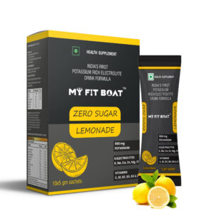 My Fit Boat India's First Potassium Rich Electrolyte Drink Mix, Zero Sugar, 550mg Potassium, 6 Electrolytes, 6 Vitamins, 10x5g Sachets